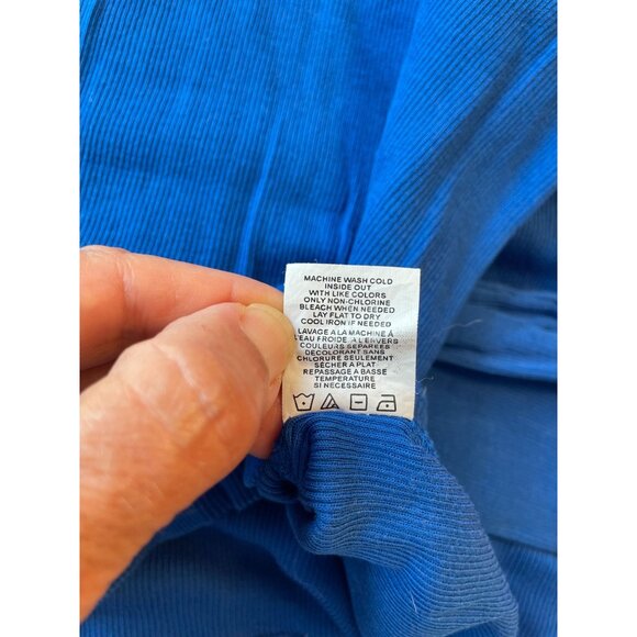 Theory Blue Ribbed Long-Sleeve Scoop Neck Knit Top Streetwear Gorecorp Y2K Boho - Picture 10 of 10